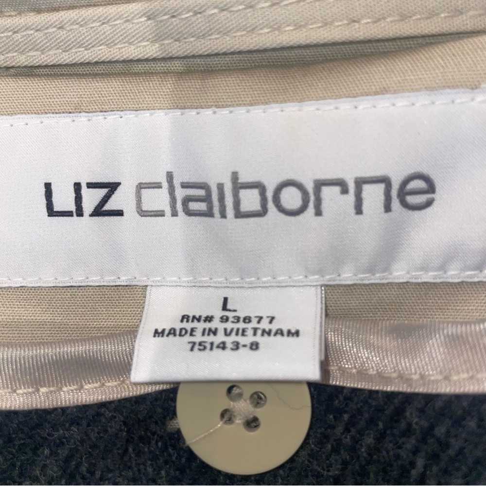 Vintage Classic Beige khaki Trench Coat Liz Claiborne Removable liner large - Picture 8 of 12